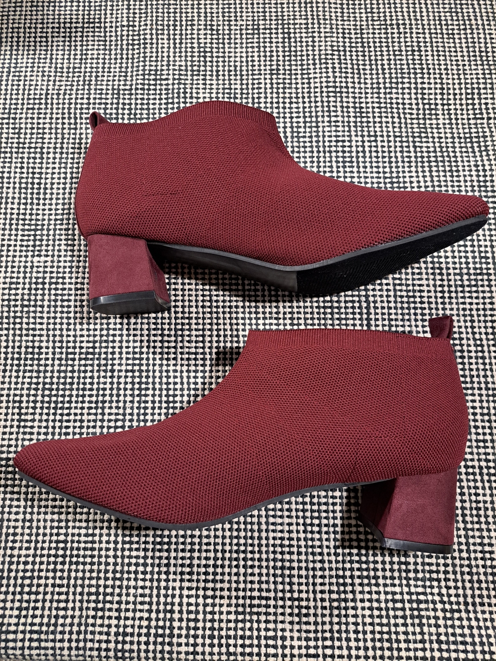 Tahari Burgundy Pointed Knit Ankle Booties 11